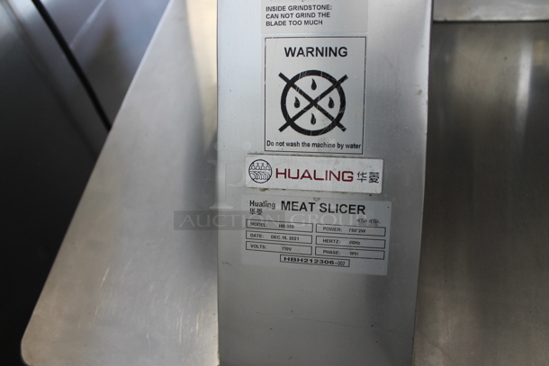 2021 Hualing HB-350 Stainless Steel Commercial Floor Style Heavy Duty Slicer. 110 Volts, 1 Phase. Tested and Powers On But Parts Do Not Move. - Image 5 of 5