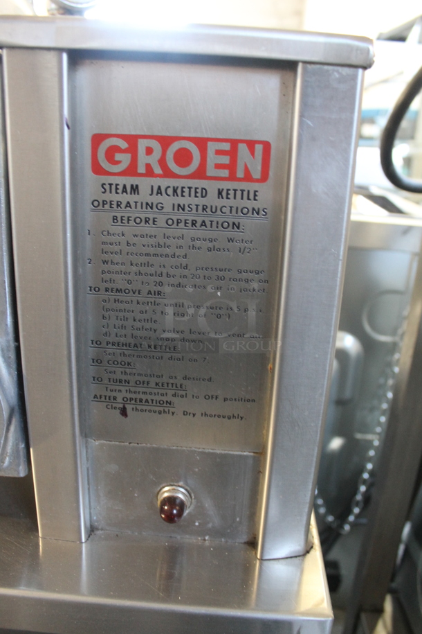 Groen TDB/4-20 Stainless Steel Commercial Countertop 20 Quart Steam Tilting Kettle on Stand. 208 Volts, 3 Phase. - Image 5 of 9