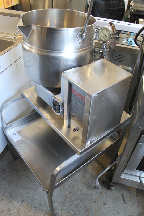 Groen TDB/4-20 Stainless Steel Commercial Countertop 20 Quart Steam Tilting Kettle on Stand. 208 Volts, 3 Phase. - Image 7 of 9