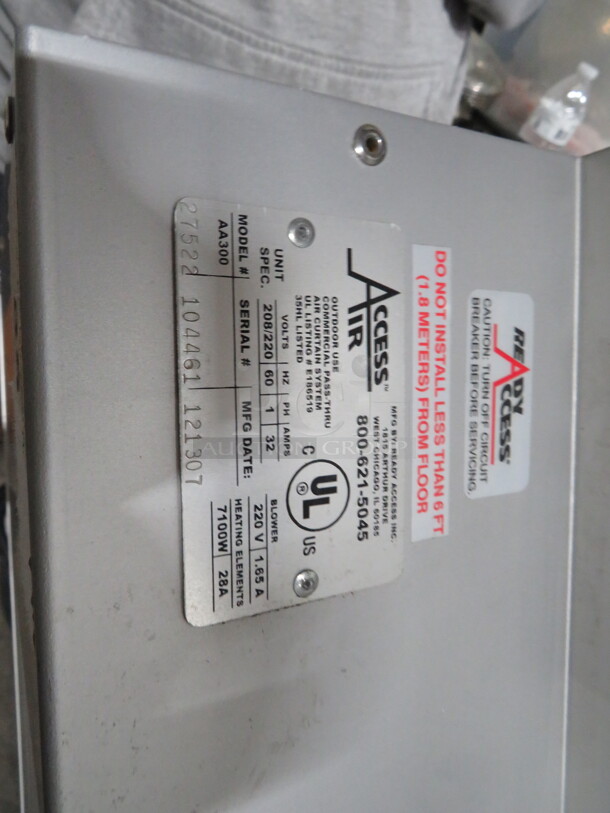 One Access Air Heated Air Curtain. Model# AA300. 208/220 Volt.  - Image 3 of 3