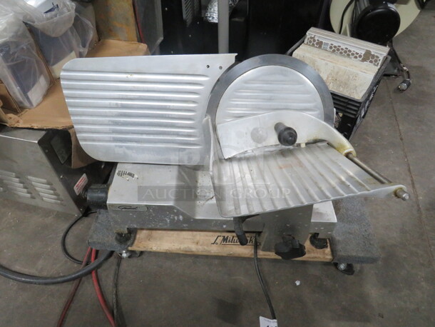 One WORKING General Deli Slicer. Missing Safety Plate.  Model# SM121. 115 Volt.  - Image 1 of 1