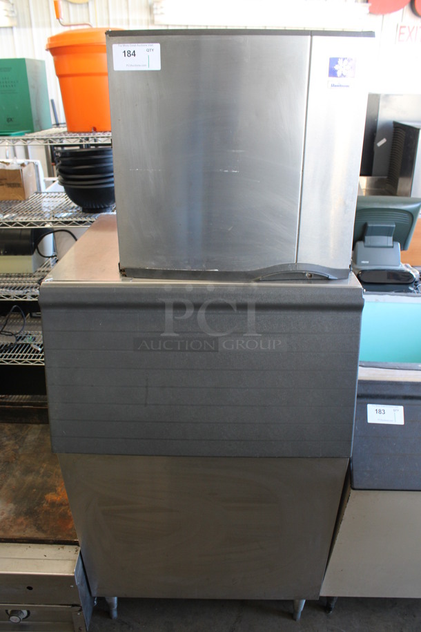 Manitowoc Model SY0324A Stainless Steel Commercial Ice Head on Manitowoc Model C470S Stainless Steel Commercial Ice Bin. 115 Volts, 1 Phase. 30x30x72