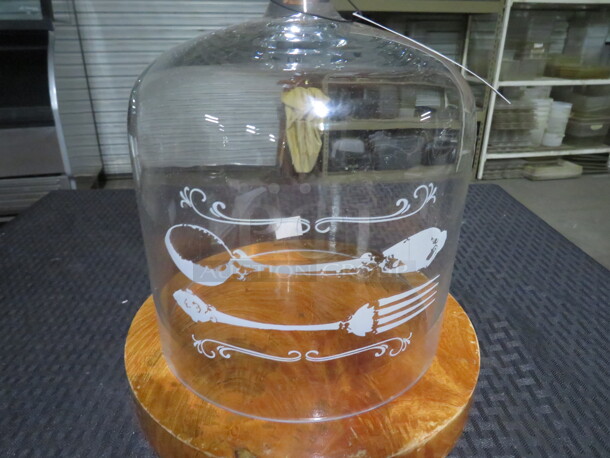 One Wooden Base With NEW Glass Dome.  - Image 2 of 2
