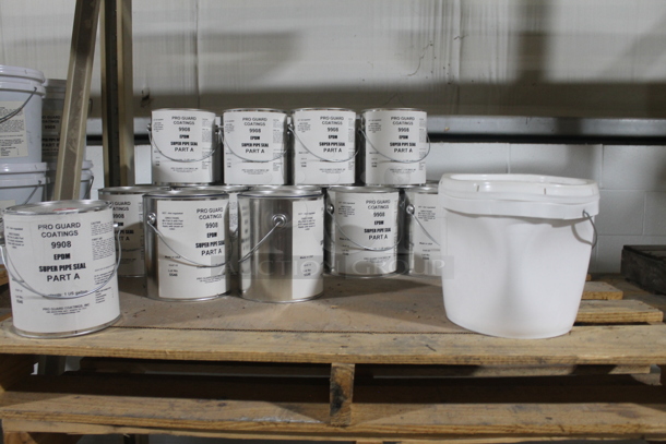 ALL ONE MONEY! TWO PALLET LOT of Various Items Including Super Pipe Seal Tins. BUYER MUST REMOVE. - Image 1 of 2