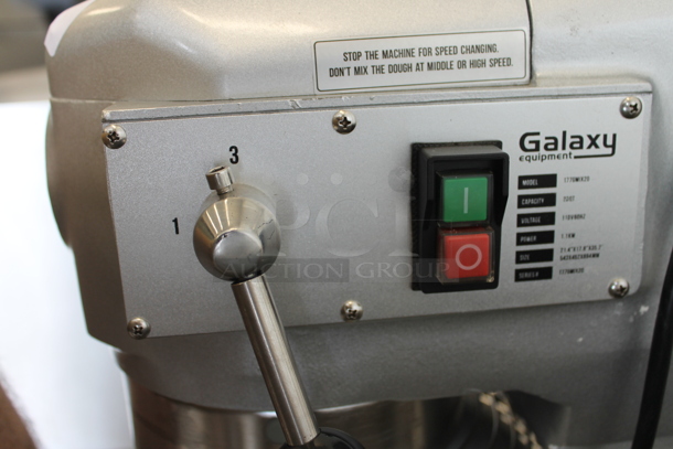 Galaxy 177GMIX20 Metal Commercial 20 Quart Planetary Dough Mixer w/ Stainless Steel Mixing Bowl, Bowl Guard, Paddle, Whisk and Dough Attachments. 110 Volts, 1 Phase. Tested and Working! - Image 2 of 8