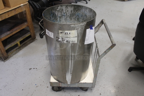 Metal Pot w/ Metal Dolly on Commercial Casters.