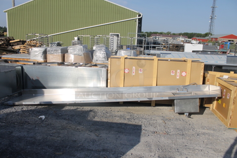 BRAND NEW! Stainless Steel Commercial Table w/ Sink Basin, Faucet and Handles. No Legs. Bay 20x20x15