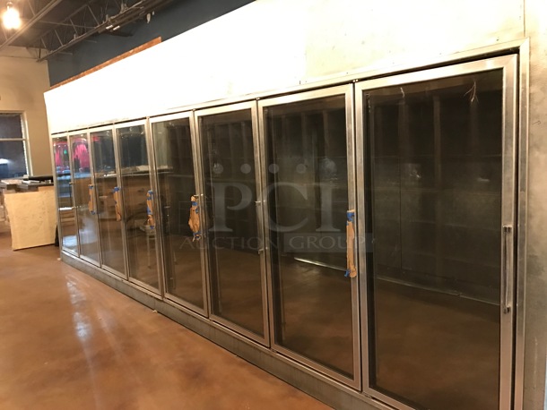 HUGE! 8 Door Walk In Merchandising Cooler w/ 2 Turbo Air ADR136AX 115 Volt 1 Phase Fans and 1 Copeland Compressor 115 Volts 1 Phase and Black Rack System - Image 11 of 12
