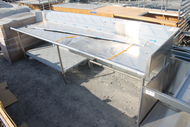 BRAND NEW! Stainless Steel Commercial Right Side Dirty Side Dish Table w/ Back Splash and Under Shelf. Bay 24x21.5 - Image 1 of 6