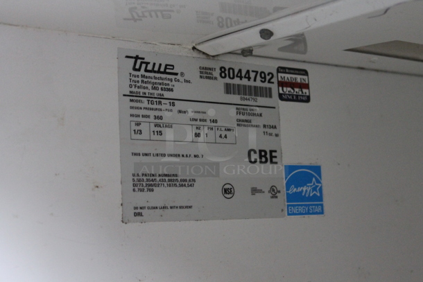 2014 True TG1R-1S ENERGY STAR Stainless Steel Commercial Single Door Reach In Cooler w/ Poly Coated Racks. 115 Volts, 1 Phase. Tested and Working! - Image 4 of 6