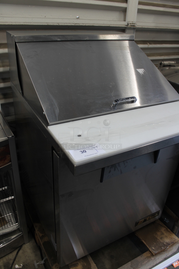 BRAND NEW SCRATCH AND DENT! 2015 True TSSU-27-12M-B Stainless Steel Commercial Sandwich Salad Prep Table Bain Marie Mega Top w/ Poly Drop In Bins. 115 Volts, 1 Phase. Tested and Working! - Image 3 of 5
