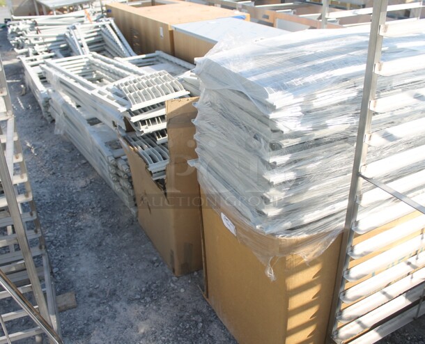 ALL ONE MONEY! Lot of BRAND NEW! Gray Poly Pieces to Shelving Unit. - Image 1 of 9
