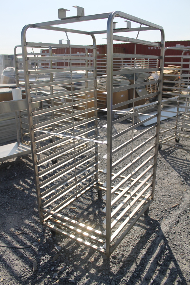 BRAND NEW! Metal Commercial Pan Transport Rack w/ Top Guide Rail for Rack Oven on Commercial Casters.  - Image 3 of 5