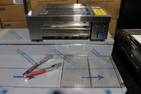 BRAND NEW SCRATCH AND DENT! 2023 Hoocoo IBG-18 Stainless Steel Commercial Countertop Electric Powered Barbecue BBQ Grill. 110 Volts, 1 Phase. Tested and Working!