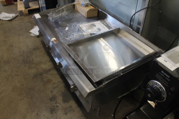 BRAND NEW SCRATCH AND DENT! CPG 351GTCPG Cooking Performance Group Commercial Stainless Steel Natural Gas 48" Countertop Griddle on Galvanized Legs. 120,000 BTU.   - Image 3 of 9