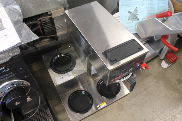 BRAND NEW SCRATCH AND DENT! 2020 Grindmaster-Cecilware B-3WL Commercial Stainless Steel Electric Countertop Precision Coffee Brewer With 3 Warmers. 120/208-240V, 1 Phase.   - Image 3 of 10