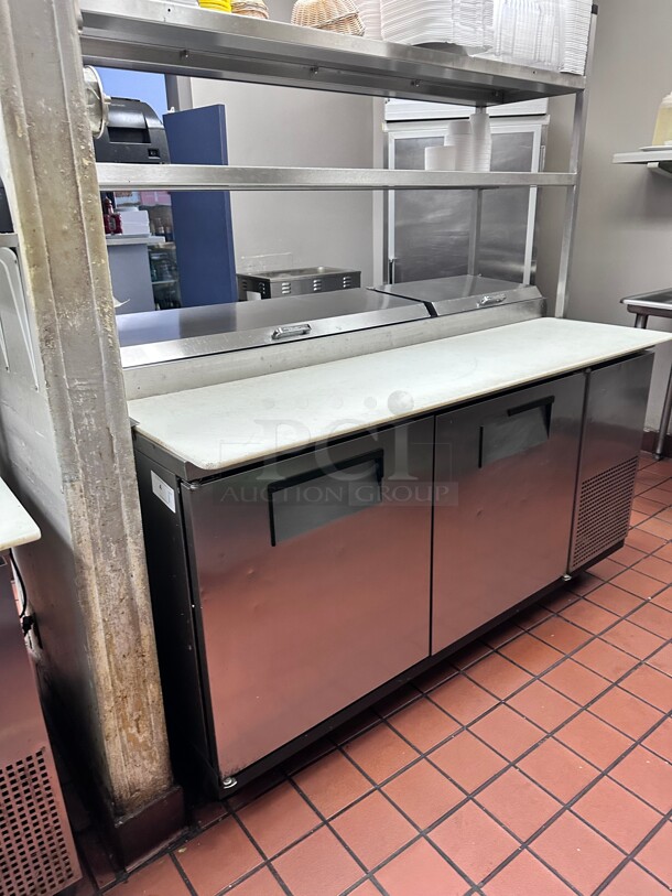 Working! True TPP-67 67 inch Commercial Pizza Prep Table w/ Refrigerated Base, w/ Double Shelf 115v NSF Tested and Working! - Image 1 of 10
