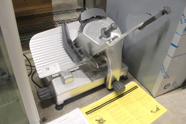 BRAND NEW SCRATCH AND DENT! 2022 Hobart Centerline EDGE12-11 Commercial Stainless Steel Electric Countertop Meat/Cheese Slicer On Rubber Feet. 115V, 1 Phase. Tested and Working! - Image 4 of 9