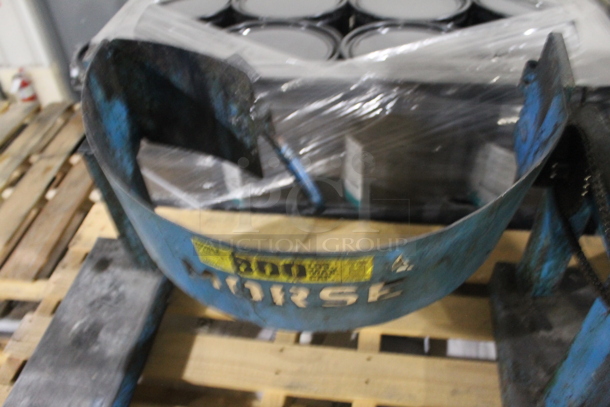 Morse Blue Metal Commercial 800 Pound Capacity Drum Barrel Stand. BUYER MUST REMOVE. - Image 4 of 6