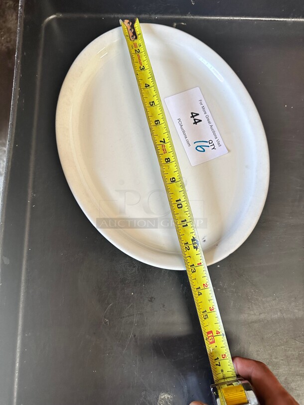 New! Libbey 10x13 inch Plate - Wide Rim, Rolled Edge, Porcelain, Bright White, Porcelana NSF - Image 1 of 5