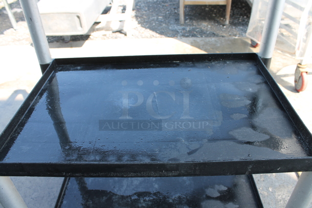 Qualite Black and Gray Poly 3 Tier Cart w/ Push Handles on Commercial Casters. - Image 5 of 7