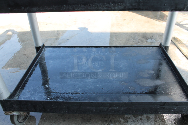 Qualite Black and Gray Poly 3 Tier Cart w/ Push Handles on Commercial Casters. - Image 6 of 7