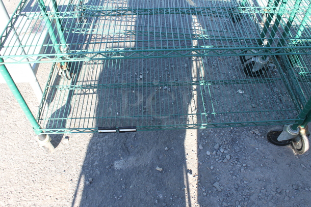 Green Finish 6 Tier Wire Shelving Unit on Commercial Casters. BUYER MUST DISMANTLE. PCI CANNOT DISMANTLE FOR SHIPPING. PLEASE CONSIDER FREIGHT CHARGES. - Image 2 of 2