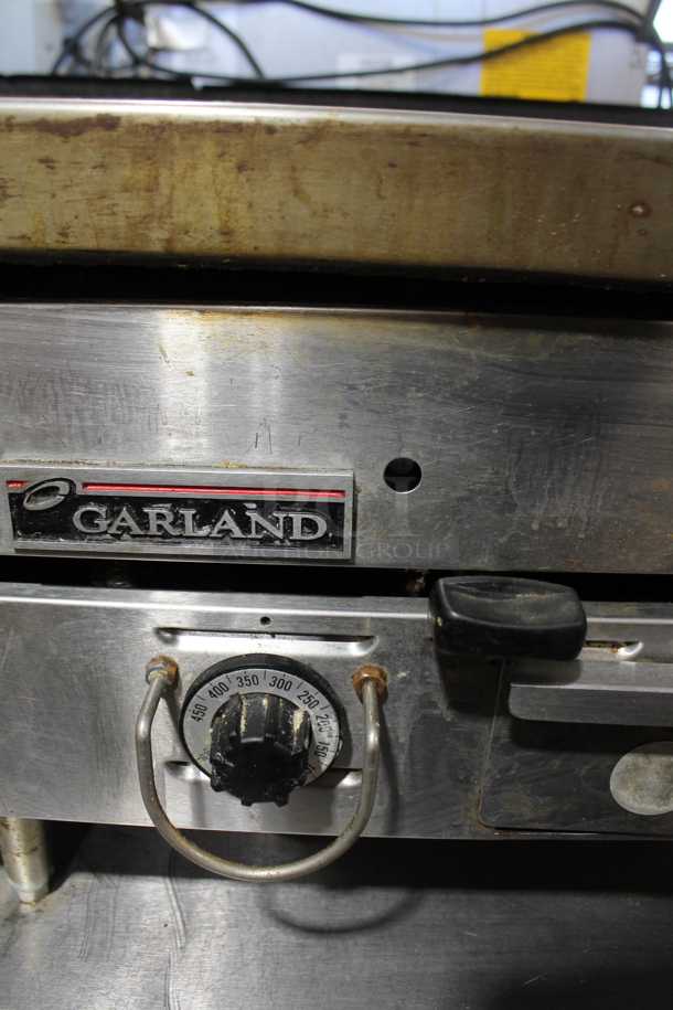 Garland Stainless Steel Commercial Countertop Natural Gas Powered Flat Top Griddle on Stainless Steel 2 Drawer Chef Base. Chef Base Tested and Working! - Image 3 of 5