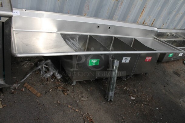 John Boos Stainless Steel Commercial 3 Bay Sink w/ Dual Drain Boards. Bays 18x23.5x13 - Image 2 of 9