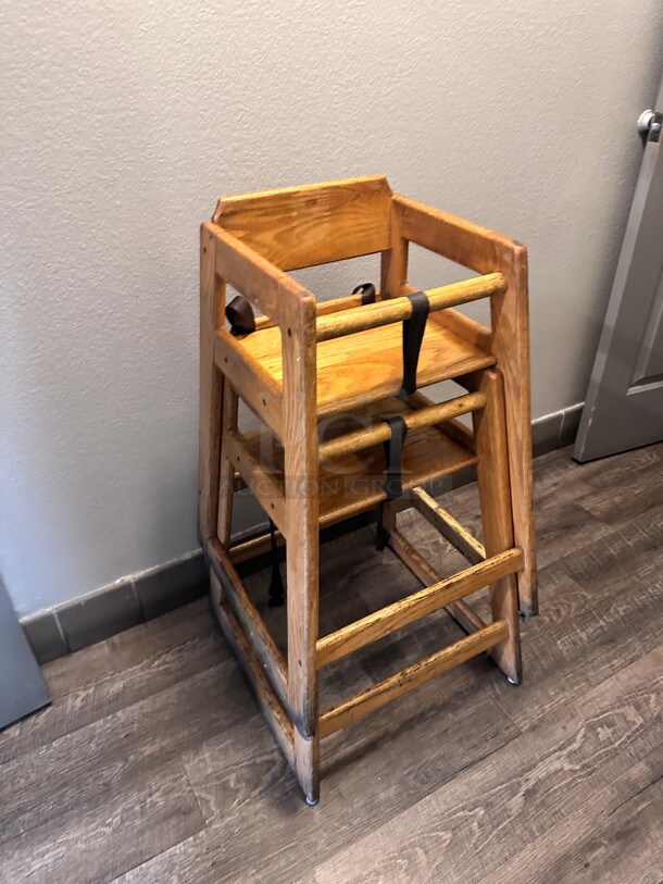 Youngstar Assembled Stacking Restaurant Wood High Chair with Light Finish NSF 
12x12x32 - Image 2 of 5