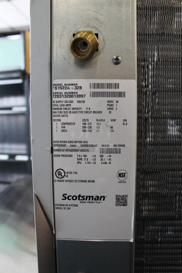 BRAND NEW! 2022 Scotsman FS1522A-32B Stainless Steel Commercial Ice Machine Head on 2021 Scotsman B842S Stainless Steel Commercial Ice Bin. 208-230 Volts, 1 Phase. - Image 10 of 11