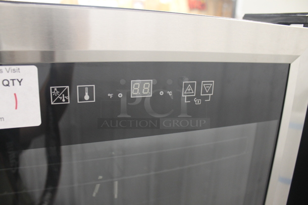 BRAND NEW SCRATCH AND DENT! Avanti BCA306SS-IS Commercial Stainless Steel Glass Door Beverage Cooler With Black Interior And Black Polycoated Shelves. 115V. Tested And Working! Stock Picture Used For Gallery Picture. - Image 2 of 5