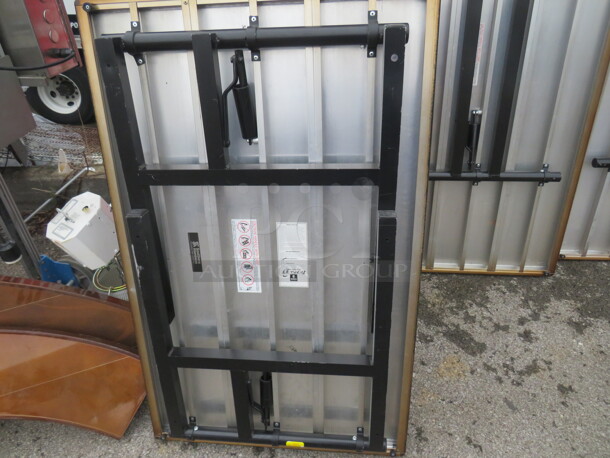 One Aluminum Folding Table By Southern Aluminum, With  Bronze Color Swirl  Finish. 48X30X30  - Image 3 of 3