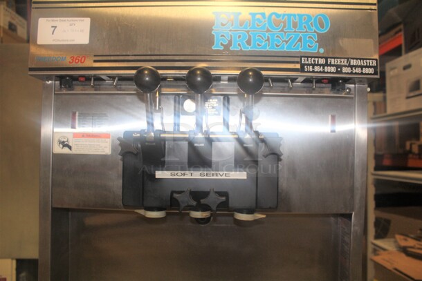 AWESOME! Electro Freeze Model 30T-RMT-232 Commercial Stainless Steel Air Cooled Two Flavor Twist Soft Serve Ice Cream/Frozen Yogurt Machine On Casters. 26x38.5x68. 208-230V/60 Hz. 3 Phase. Working When Pulled! - Image 5 of 8