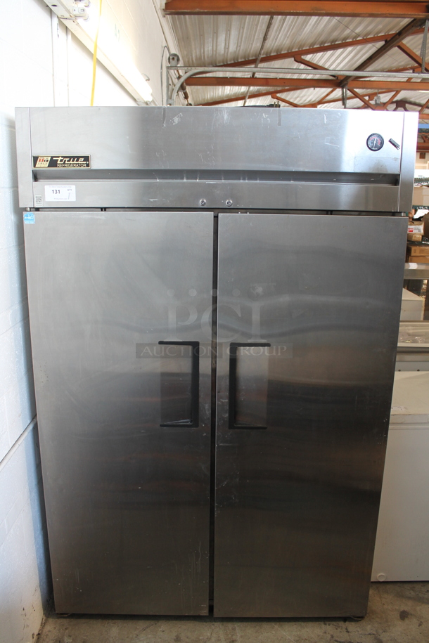 2013 True TG2R-2S ENERGY STAR Stainless Steel Commercial 2 Door Reach In Cooler w/ Poly Coated Racks and Commercial Casters. 115 Volts, 1 Phase. Tested and Working! - Image 1 of 7