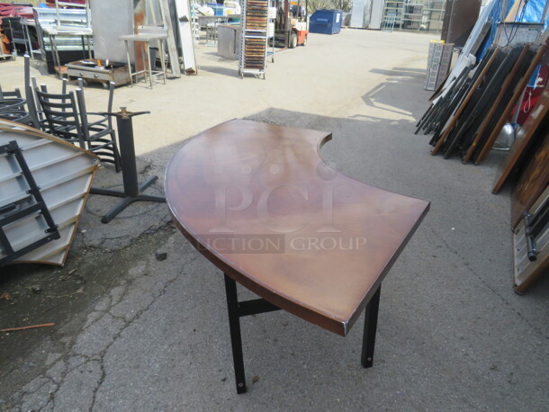 One Circular Aluminum Folding Table By Southern Aluminum, With  Bronze Color Swirl  Finish. 86X38X30  - Image 2 of 4