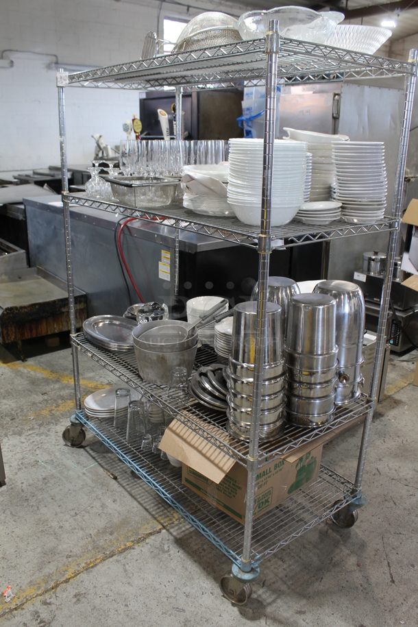 ALL ONE MONEY! Metro Lot of Various Items Including Stainless Steel Ice Buckets, Dishes and Glasses. Metro Shelf Not Included. - Image 2 of 9