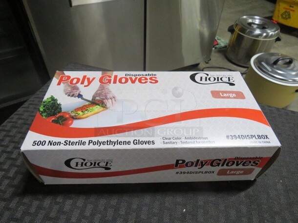 Box Of 100 Large Poly Gloves. 4XBID