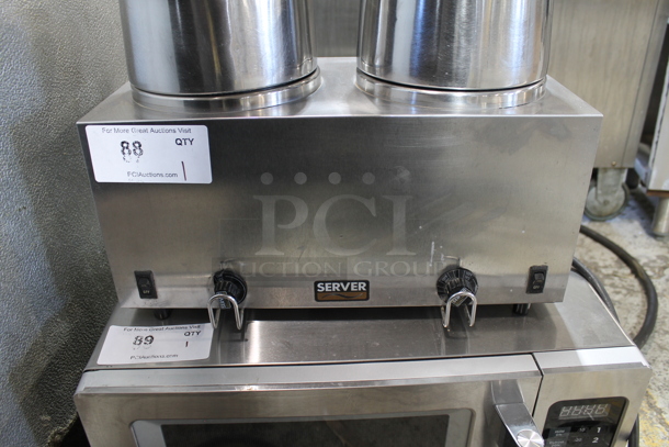 Server TWIN FS-4 Stainless Steel Commercial Countertop 2 Well Food Warmer w/ 2 Bins and 2 Lids. 120 Volts, 1 Phase. Tested and Working! - Image 2 of 5