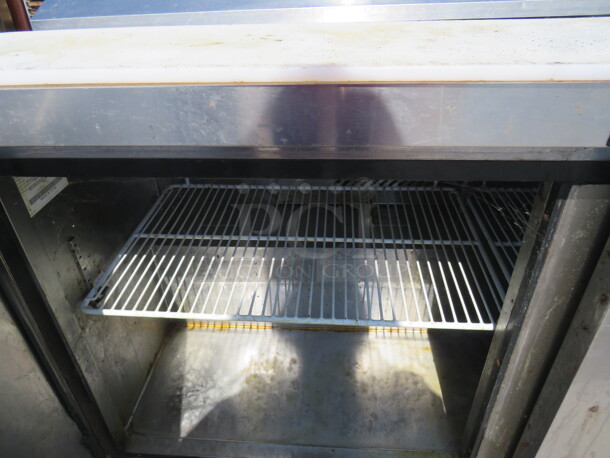 One Atosa 2 Door Refrigerated Prep Table With Cutting Board, 2 Racks, On Casters. Model# MSF8303. 115 Volt. 60.5X31X45 - Image 2 of 3