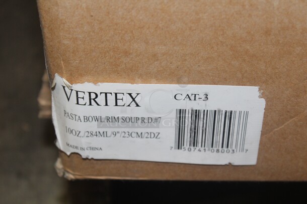 NEW IN BOX! 5 Boxes (24 Count Each) Vertex 9" Pasta/Rimmed Soup Bowls. 120X Your Bid!   - Image 2 of 2