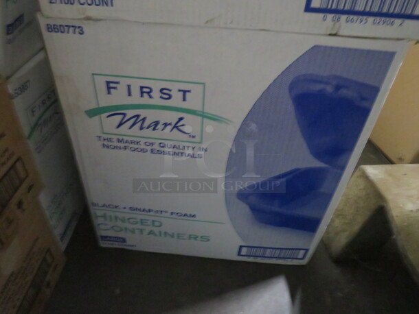 One Box Of 200 Black Hinged Lid To Go Containers. - Image 1 of 1