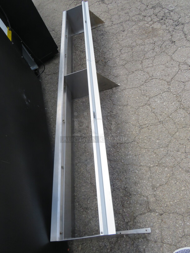 One Stainless Steel Wall Mount Double Shelf, With 2 Ticket Rails Attached. 45 & 48 Inch. 93X12X18