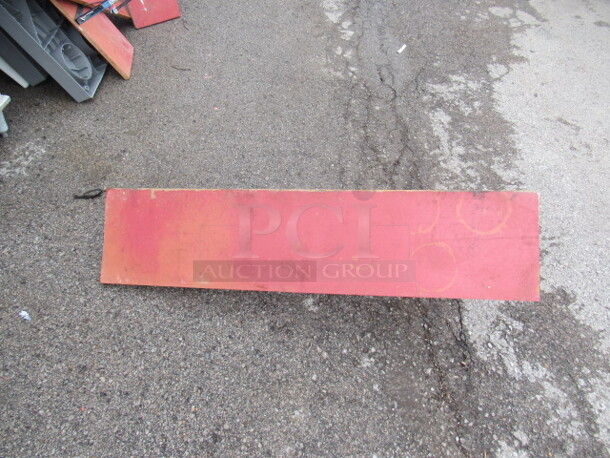 One Red Wooden Wall Mount Shelf With Brackets. 48X11X12 - Image 1 of 2