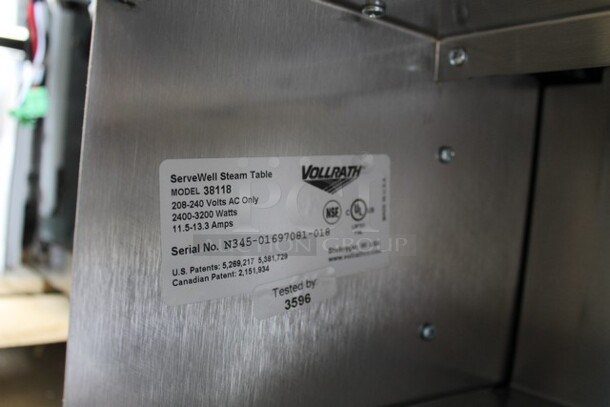 BRAND NEW SCRATCH AND DENT! Vollrath 38118 Commercial Stainless Steel ServeWell Electric Powered 4 Well Steam Table. 208-240 Volts.  - Image 9 of 9