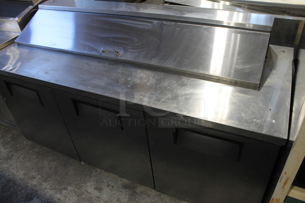 True TSSU-72-18 Stainless Steel Commercial Sandwich Salad Prep Table Bain Marie Mega Top on Commercial Casters. 115 Volts, 1 Phase. Tested and Powers On But Does Not Get Cold - Image 1 of 7