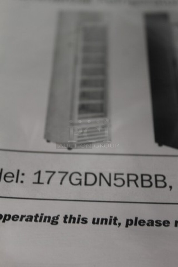 BRAND NEW SCRATCH AND DENT! Galaxy 177GDN5RBB Metal Commercial 16 1/2" Black Swing Glass Door Merchandiser Refrigerator with Red, White, and Blue LED Lighting. 115 Volts, 1 Phase. Tested and Working! - Image 5 of 5
