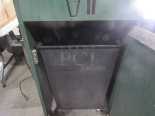 One 1 Door Trash Receptacle With Can On Casters. 26X26X46 - Image 2 of 2