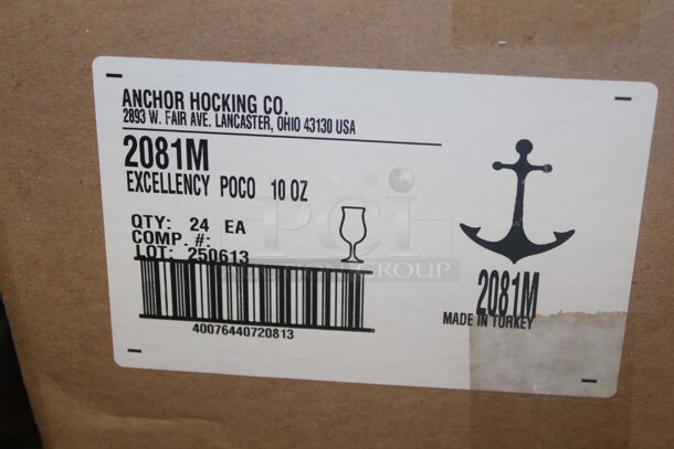 NEW IN BOX! 2 Boxes (24 Count Each) 1 Box Of Anchor Hocking 10 oz Excellency Poco Glasses And 1 Box Anchor Hocking 10.5oz Poco Glasses. 48X Your Bid!  - Image 2 of 3