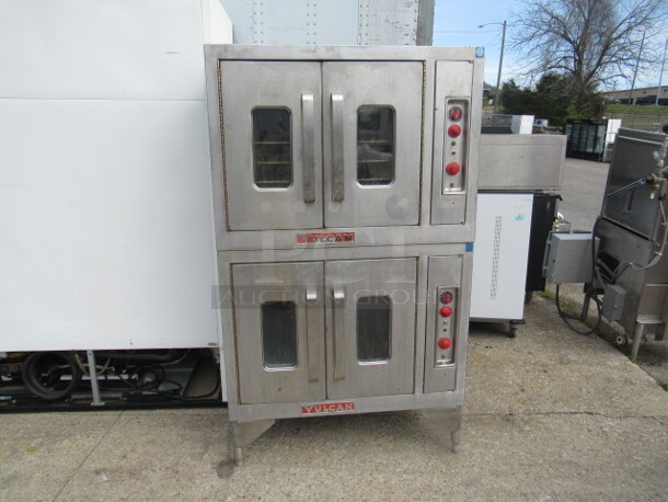 One Vulcan Double Stack Natural Gas Convection Oven, With 4 Racks. 40X47X68